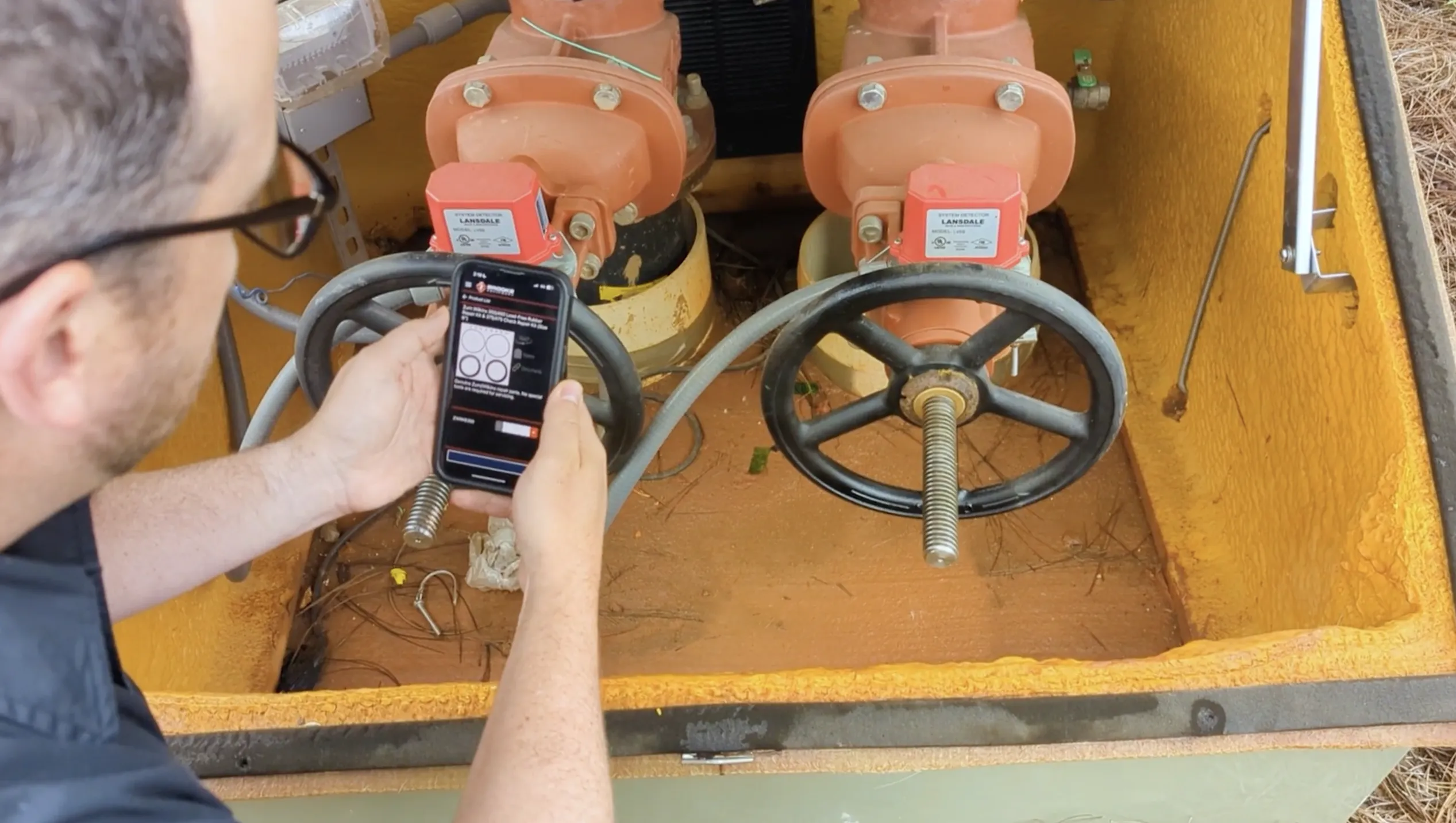 Technician servicing kitchen equipment